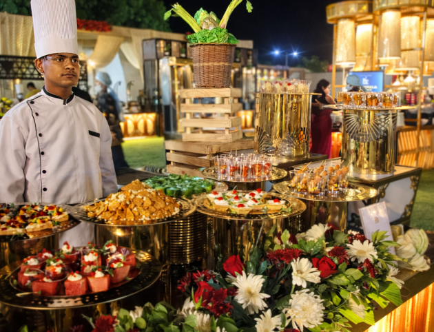 Elegant buffet at evening soirée
